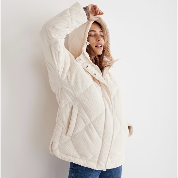 MADEWELL Corduroy Holland Quilted Puffer Parka size XL NWOT - Picture 3 of 7
